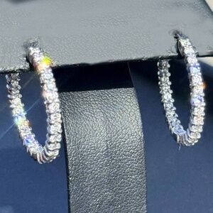 Roberto coin 18K White Gold & 1.7 TCW Diamond Inside-Out Hoop Earrings/25MM